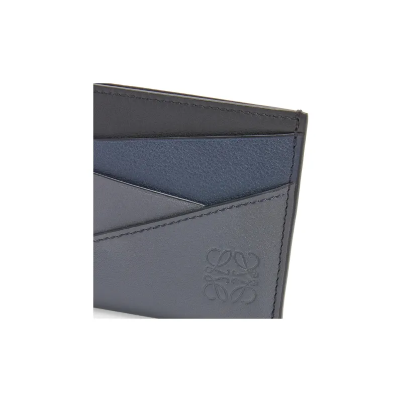 LOEWE Puzzle Cow Leather Card Holder Men's Dark Marine Blue With Coal Gray Accents-4