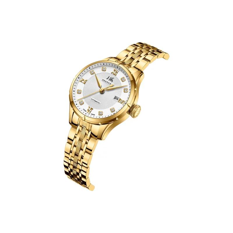 SHANGHAI National Automatic Mechanical Movement Steel Strap Watch Unisex White Dial-16