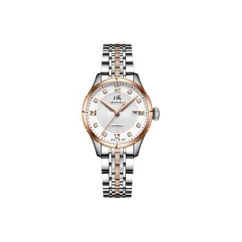 SHANGHAI National Automatic Mechanical Movement Steel Strap Watch Unisex White Dial