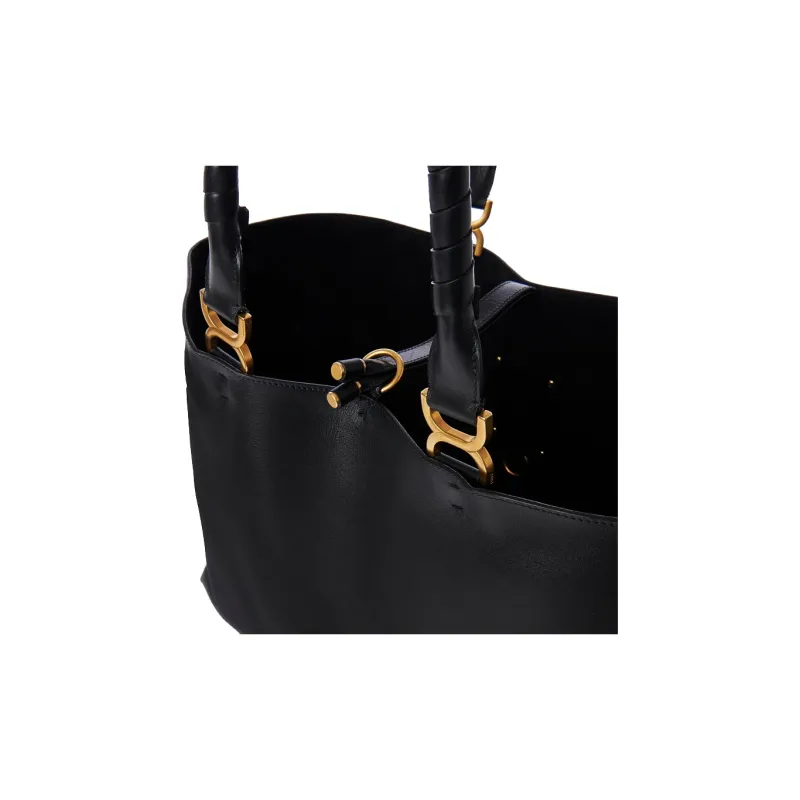 Chloe Marcie Grained Calfskin Tote Bag Shopping Bag Shoulder Bag Handbag Women's Black-4