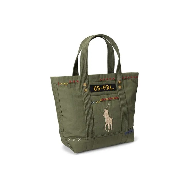 Polo Ralph Lauren Fabric Tote Bag, Shopping Bag, Handbag Small Size Women's Olive Green-1