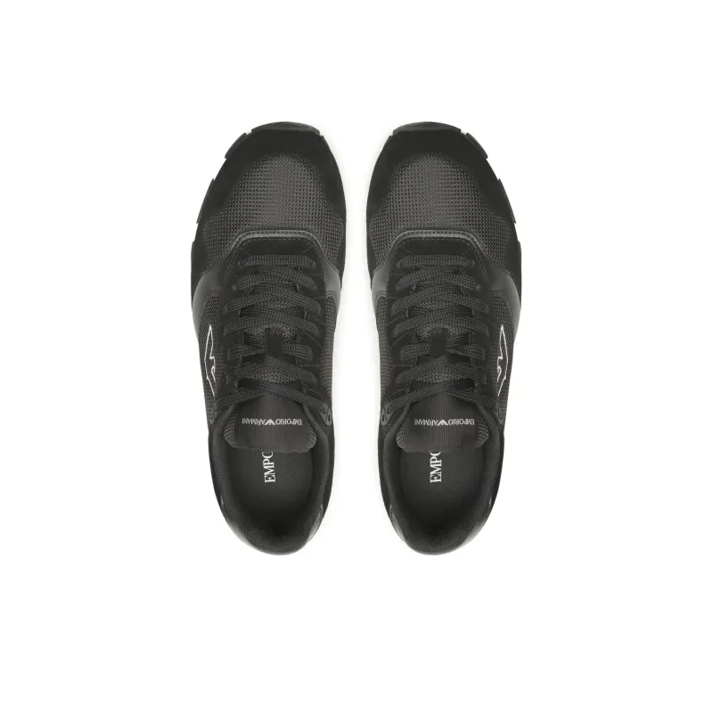 EMPORIO ARMANI Logo Embroidered Mesh Panelled Sneakers-3