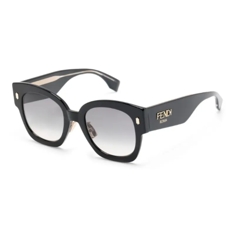 FENDI Acetate Irregular Shape Sunglasses Unisex Black-0