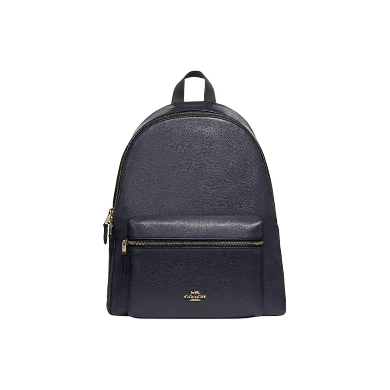 COACH Charlie Leather Backpack Large Size Women's Navy Blue-4
