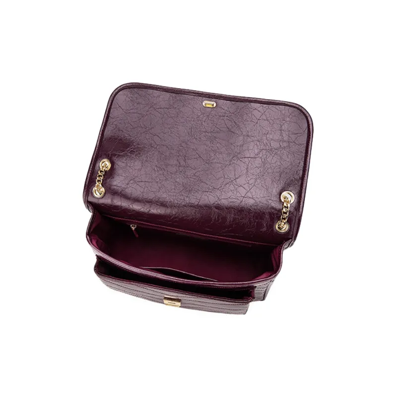 PIERRE CARDIN Cow Leather Shoulder Bag Women's Burgundy/Ecru/Black-4