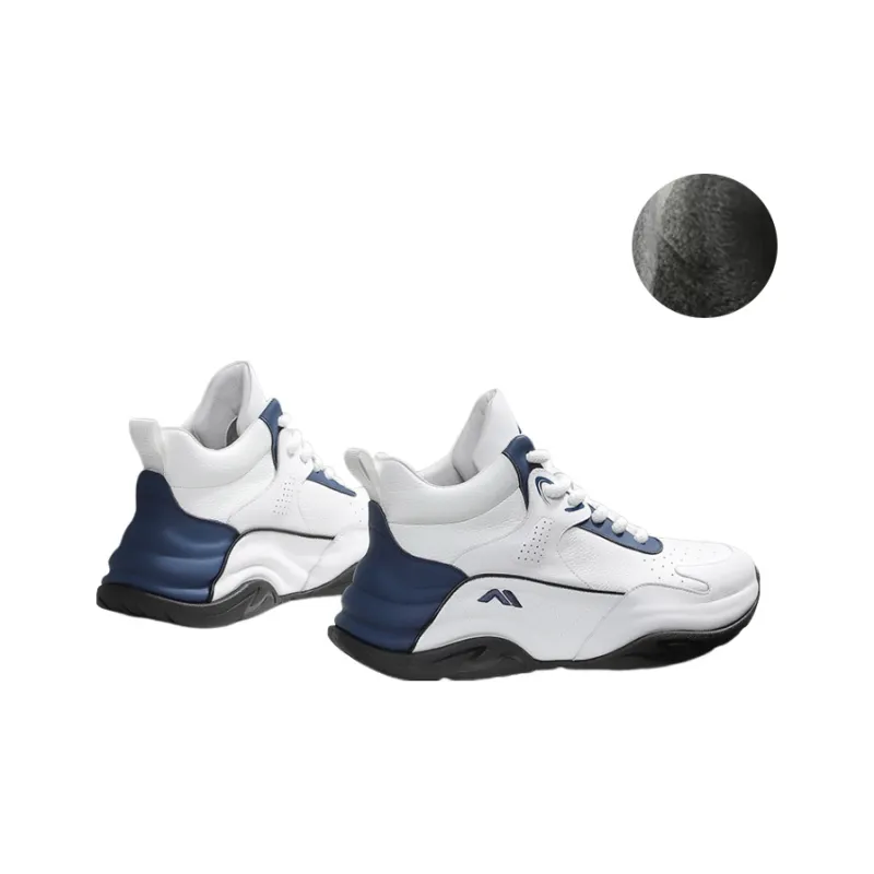 Kolumb Height Increasing Abrasion Resistant Slip Resistant High Top Outdoor Shoes Men's White Blue-4