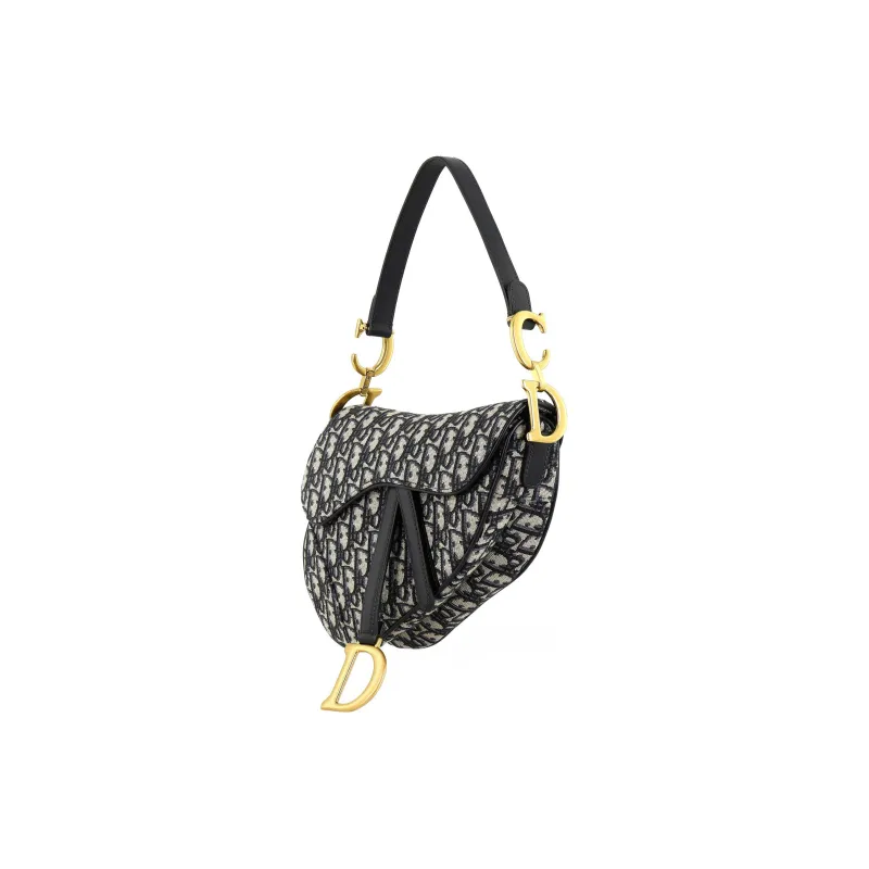 DIOR Saddle Jacquard Canvas With Leather Saddle Bag Handbag, Shoulder Bag, Crossbody Bag Medium Size Women's Denim Blue-2