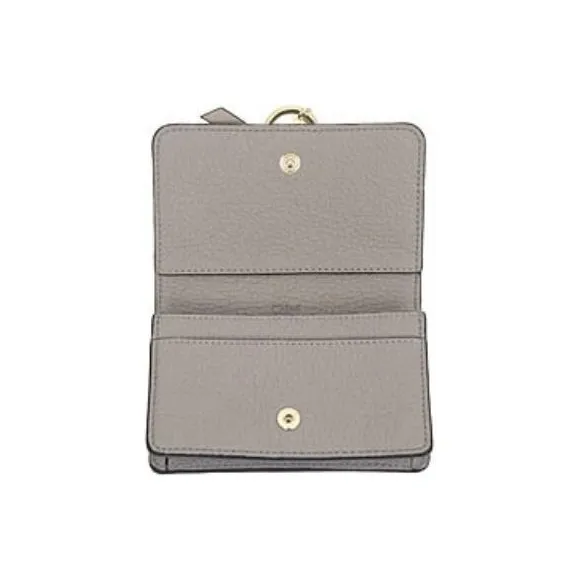 Chloe Alphabet Leather Coin Purse Women's Cashmere Gray-3