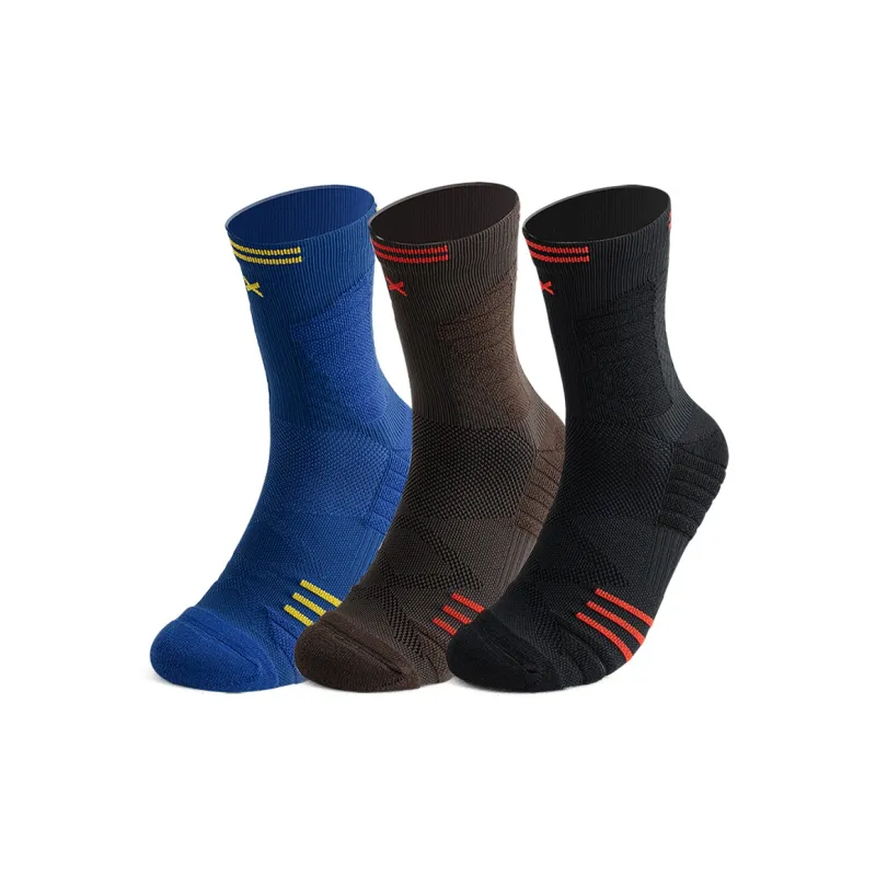 SHIWAJI Sports Basketball Socks Men's 3 Pack Solid Color-6