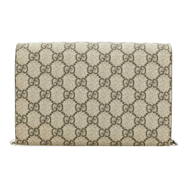 GUCCI Dionysus Wallet On Chain GG Supreme 16 Card Slot Mini Beige-4