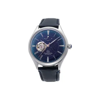 ORIENT STAR Automatic Mechanical Movement Genuine Leather Strap Watch Men's Watches Blue Dial