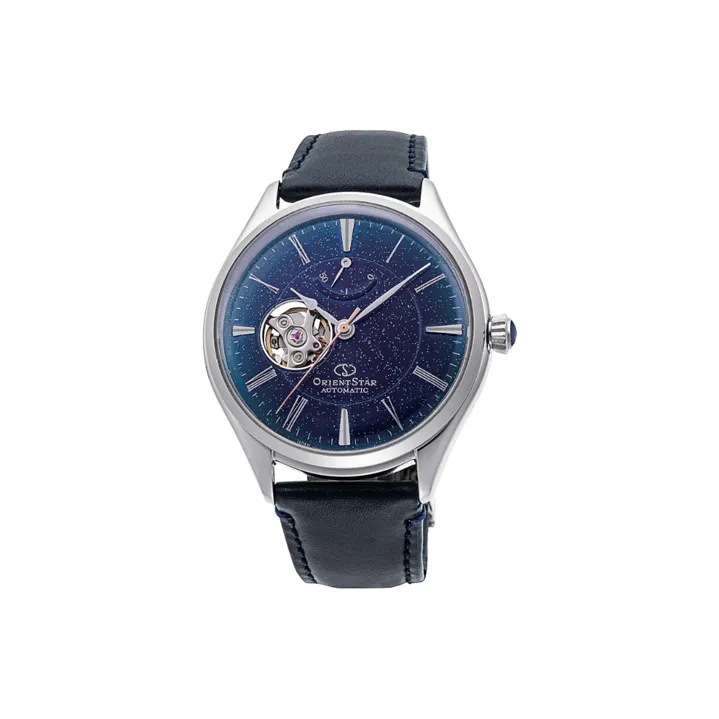 ORIENT STAR Automatic Mechanical Movement Genuine Leather Strap Watch Men's Watches Blue Dial-0
