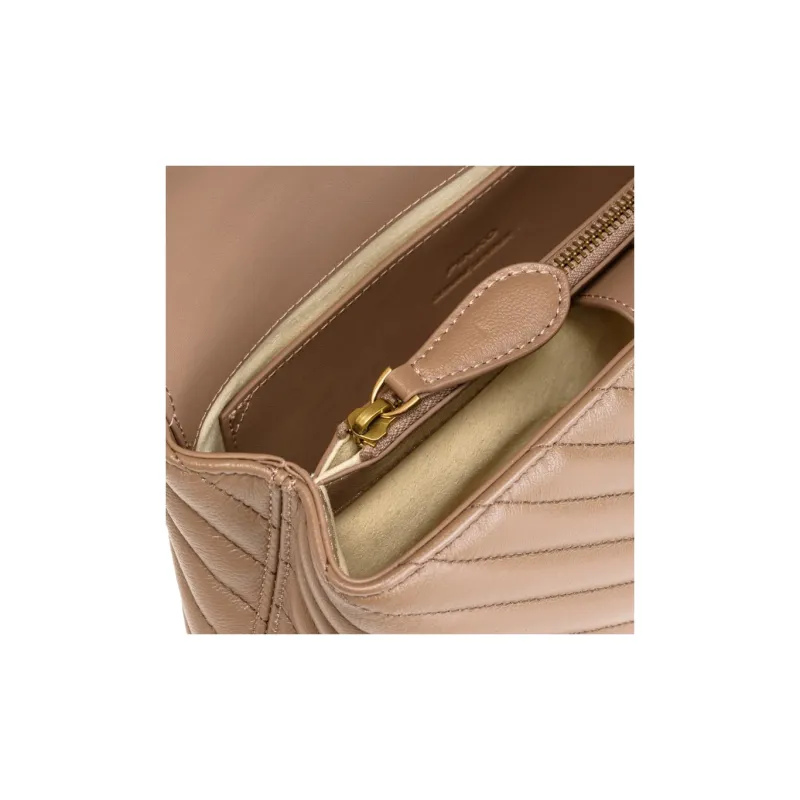 PINKO Sheepskin With Cow Leather Handbag, Shoulder Bag, Crossbody Bag Regular Women's Light Umber-4