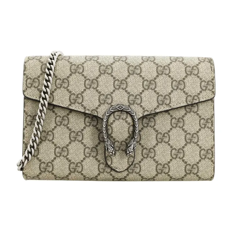 GUCCI Dionysus Wallet On Chain GG Supreme 16 Card Slot Mini Beige-1