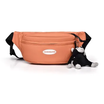 GEERDUN Nylon Sling Bag, Crossbody Bag, Fanny Pack Regular Unisex Black/Gray/Orange Red/White/Black White