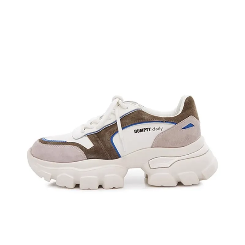 DUMPTY x KENTTI Low-Top Chunky Sneakers Women's White Blue Brown-0