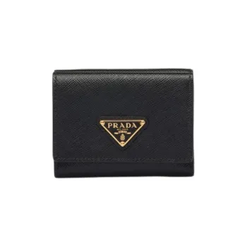 PRADA Saffiano Leather Wallet Small Size Women's Black