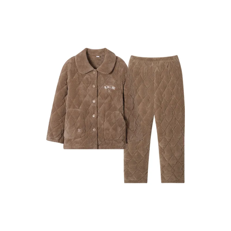 Sha Qian Pajama Set Winter Women's Camel-0