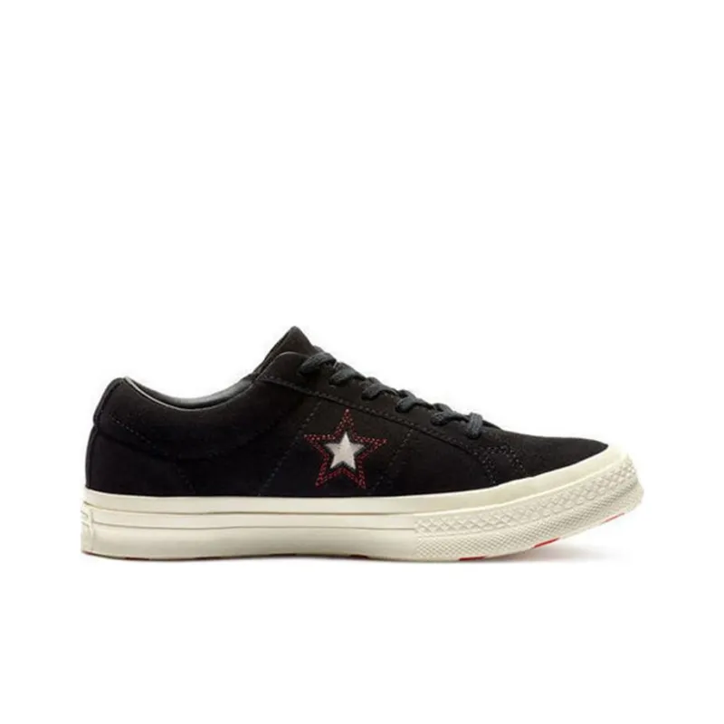 Converse One Star Anti Slip And Wear Resistant Lightweight Low Top Canvas Shoes Unisex Black-1