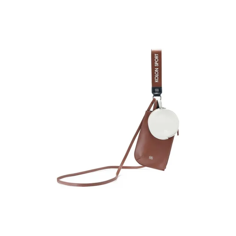 KOLON SPORT Synthetic Leather Shoulder Bag, Crossbody Bag Regular Women's Brown-0
