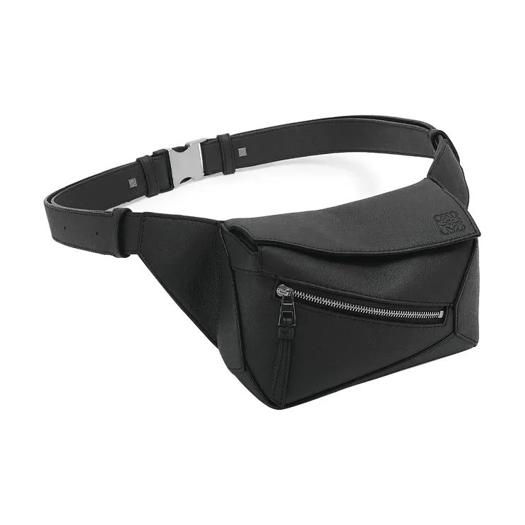 LOEWE Puzzle Cow Leather Fanny Pack Mini Men's Black-2