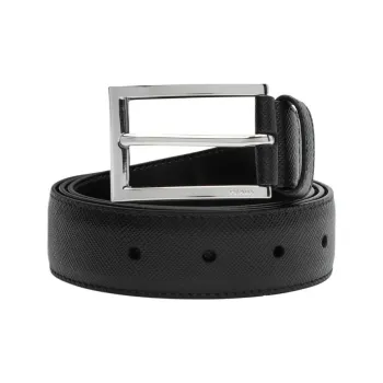 PRADA Letter Logo Pin Buckle Men's Black Width 3CM