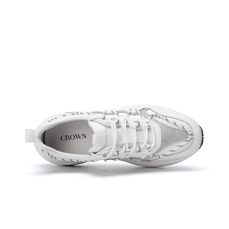 CROWN Running Shoes Men's White One Yard Larger-2