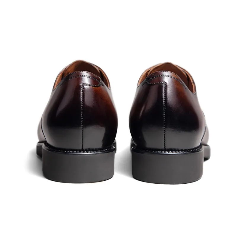 Zuti British Business Calfskin Oxford Shoes Dress Shoes Men's Dark Brown Matte-3