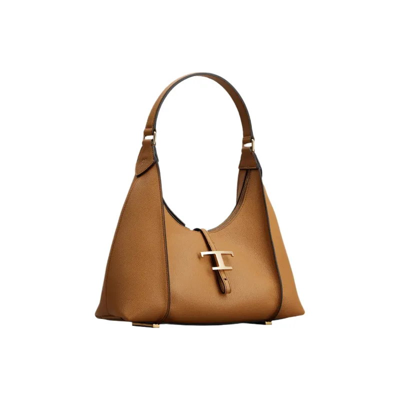 TOD'S Timeless Calfskin HOBO Bag, Shoulder Handbag Trumpets Women's Brown-1