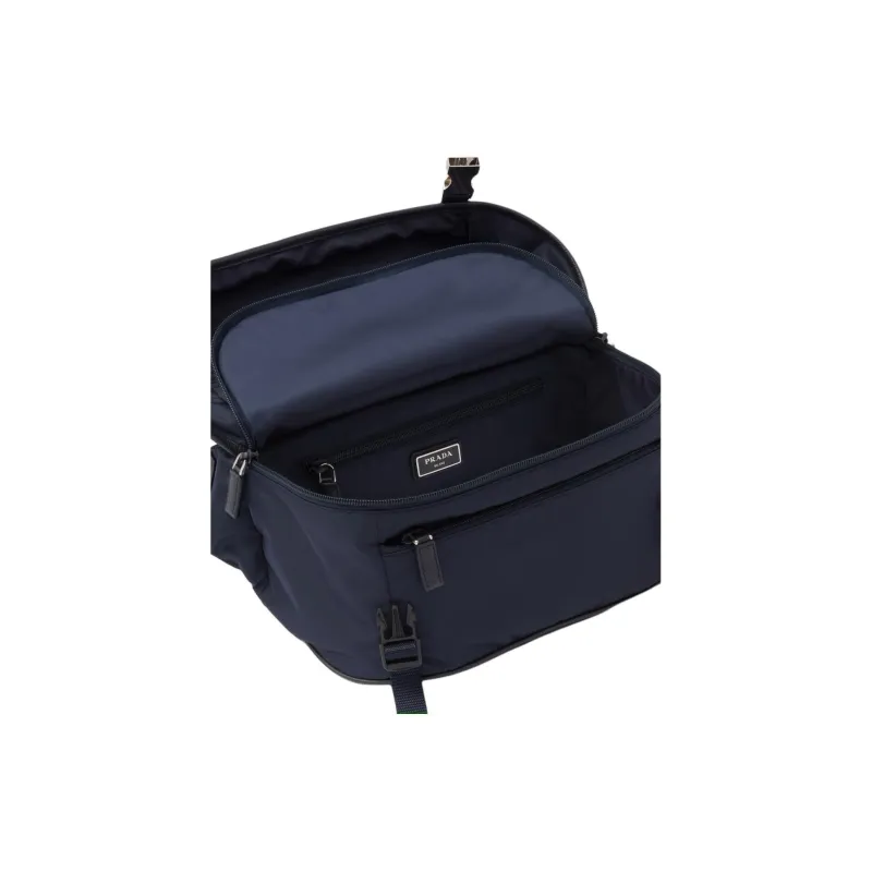 PRADA Recycled Nylon Fabric With Leather Crossbody Bag Shoulder Bag Men's Marine Blue-3