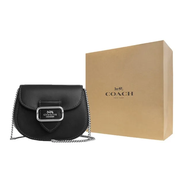 COACH Morgan Leather Saddle Bag, Shoulder Bag, Crossbody Bag Mini Women's Black-5