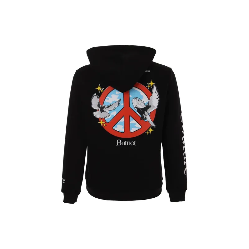 BUTNOT STREET COUTURE Felpa Con Cappuccio E Stampa Peace Sweatshirt Men's Black-1