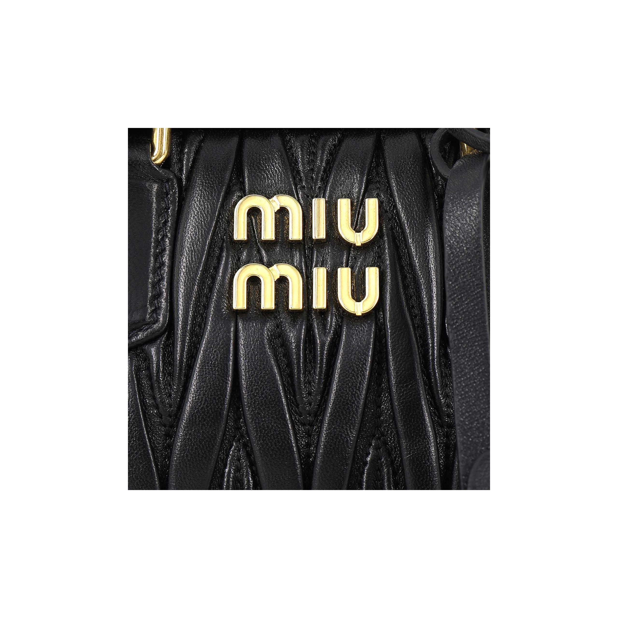 【Miu Miu】 Matelasse Nappa Leather Top Handle Bag Black Miu-Miu-Matelasse-Nappa-