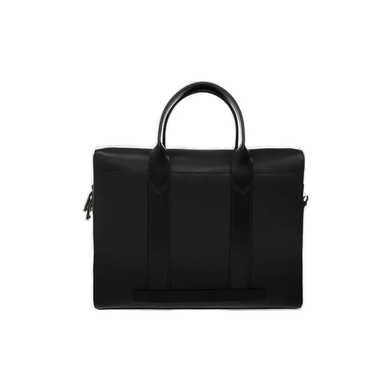 BALLY Leather Briefcase Shoulder Bag Handbag Men's Black-3