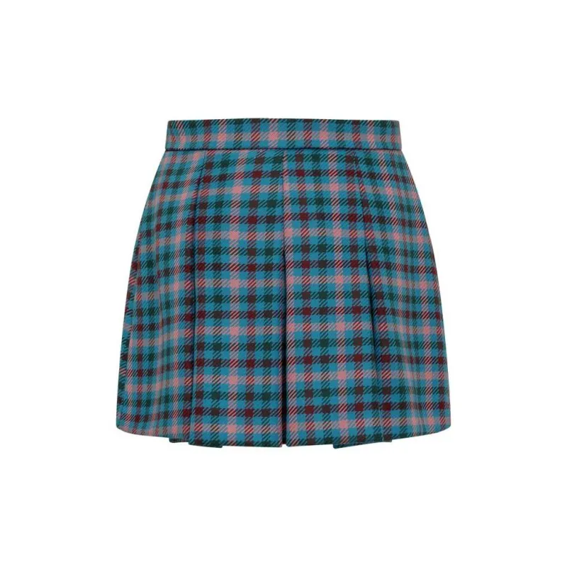 Semicouture Checked Pleated Mini Skirt-1