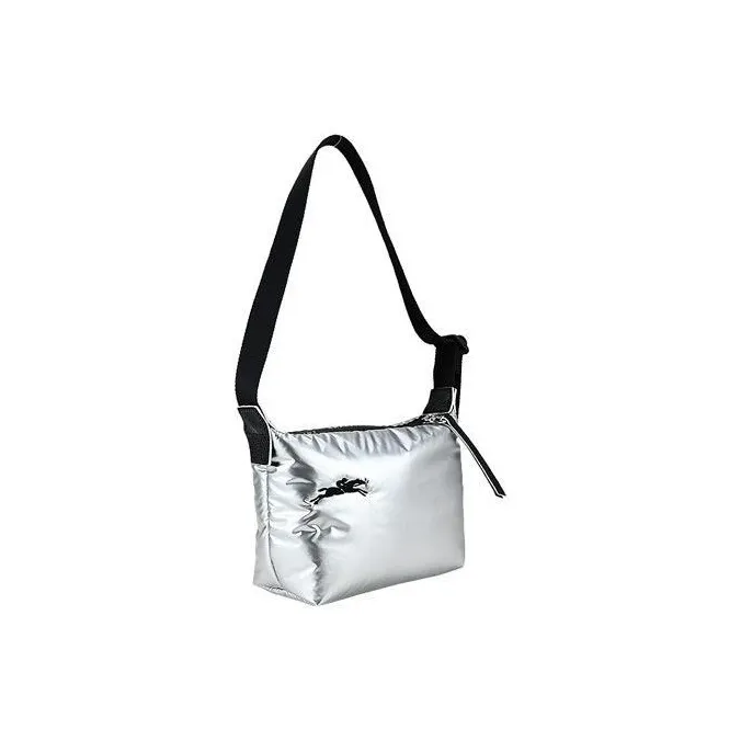 LONGCHAMP Le Pliage Alpin Leather Portable Crossbody Bag Women's Silver-3