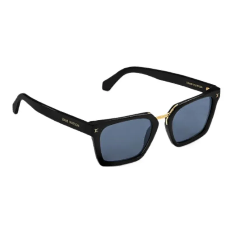 LOUIS VUITTON Metal Acetate Irregular Shape Sunglasses Unisex Black-2