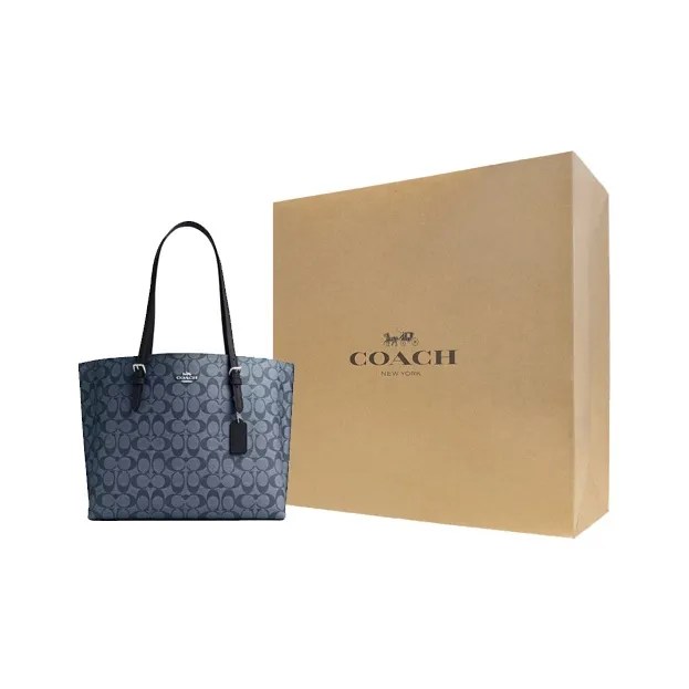 COACH Mollie PVC With Skin Tote Bag, Shopping Bag, Handbag, Shoulder Bag Women's Midnight Marine Blue-5