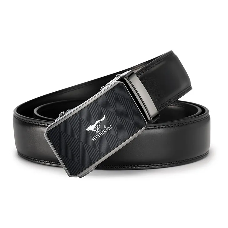 SEPTWOLVES Cow Leather Automatic Buckle Belt Men's Width 3.5cm-4
