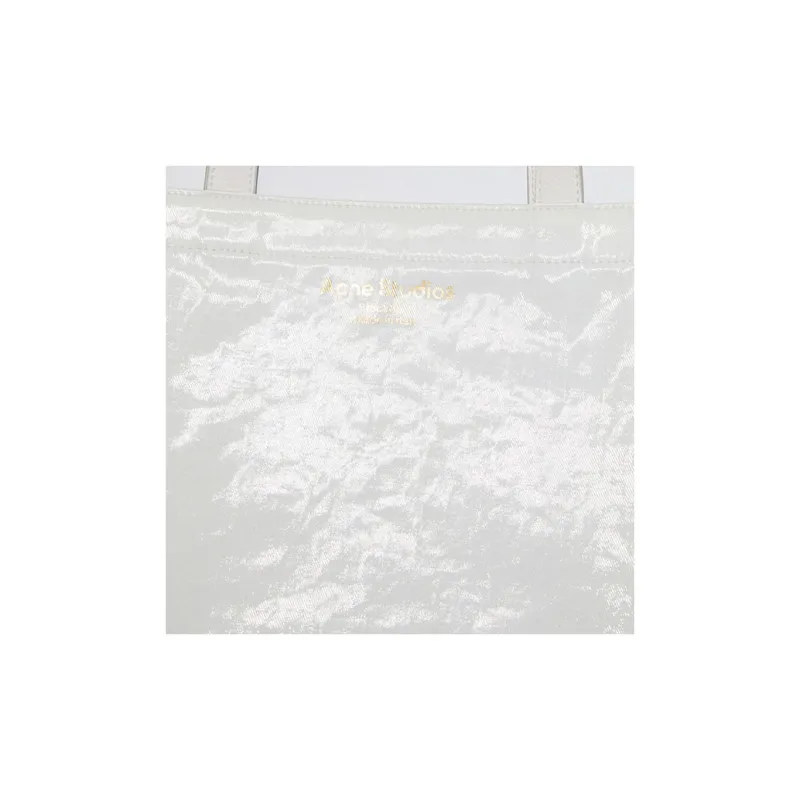 Acne Studios Shiny Coated Cotton Tote Bag, Shopping Bag, Handbag Women's White-3