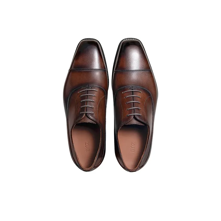 Zuti Business British Calfskin Oxford Shoes Dress Shoes Men's Dark Brown Matte-2