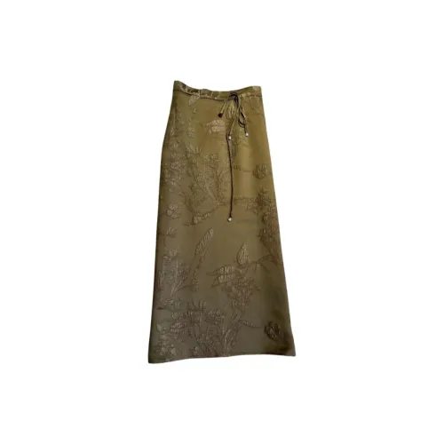 VANLU Casual Long Skirts Women's Gold