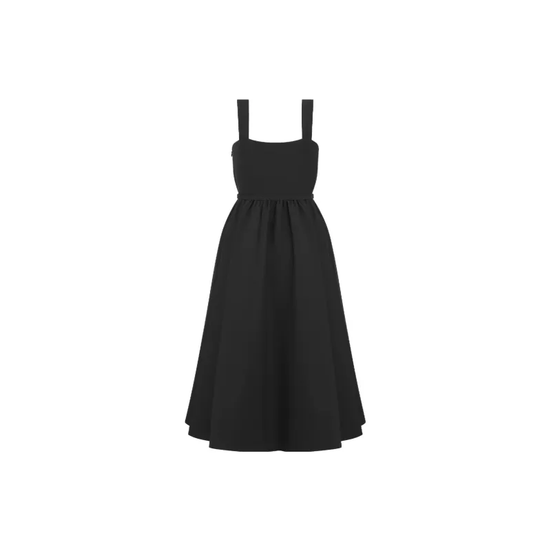DIOR Mid-Length Belted Dress Slip Dresses Women's Black-1