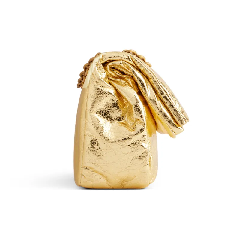 Balenciaga Calfskin Handbag Shoulder Bag Women's Gold-3
