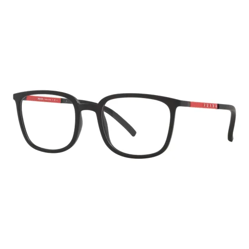 PRADA Plastic Irregular Shape Eyeglass Frames Men's Black