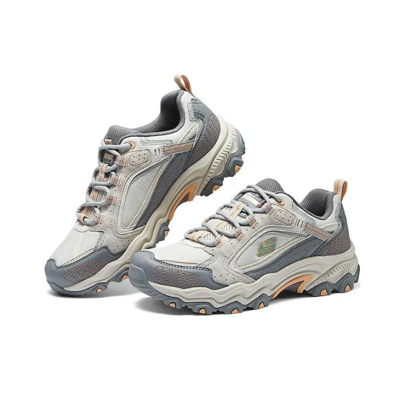 Skechers Anti Slip And Wear Resistant Breathable Low Top Casual Running Shoes Women's Beige Gray-2