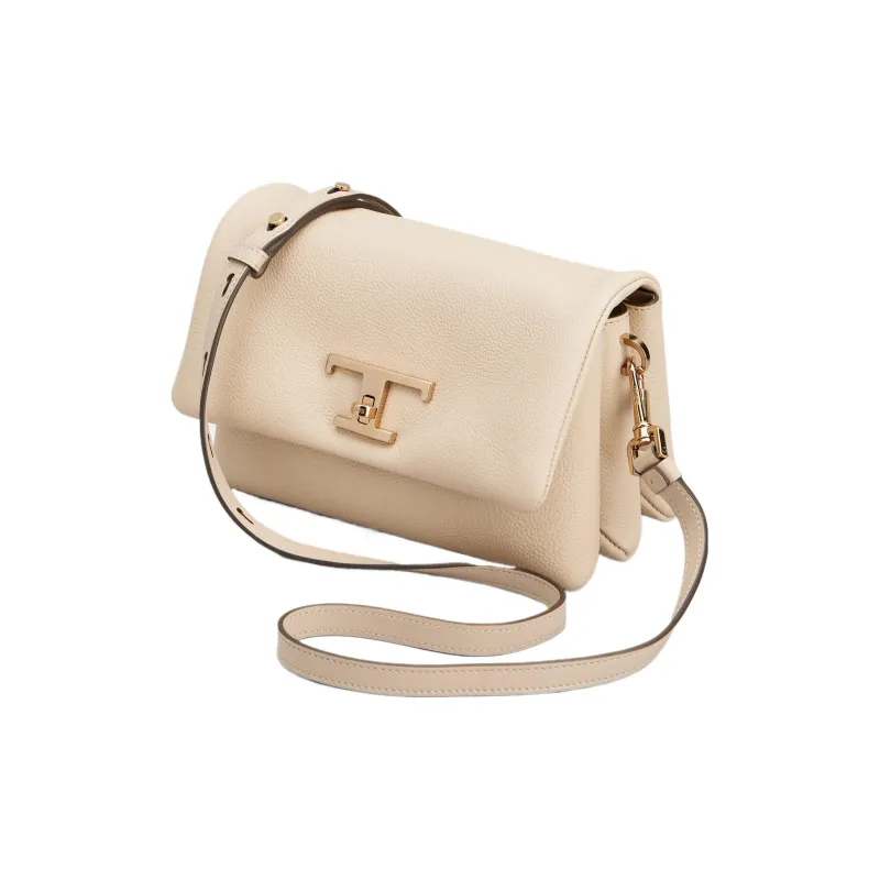 TOD'S Timeless Calfskin Flap Bag Shoulder Bag Crossbody Bag Mini Women's Beige Yellow-3