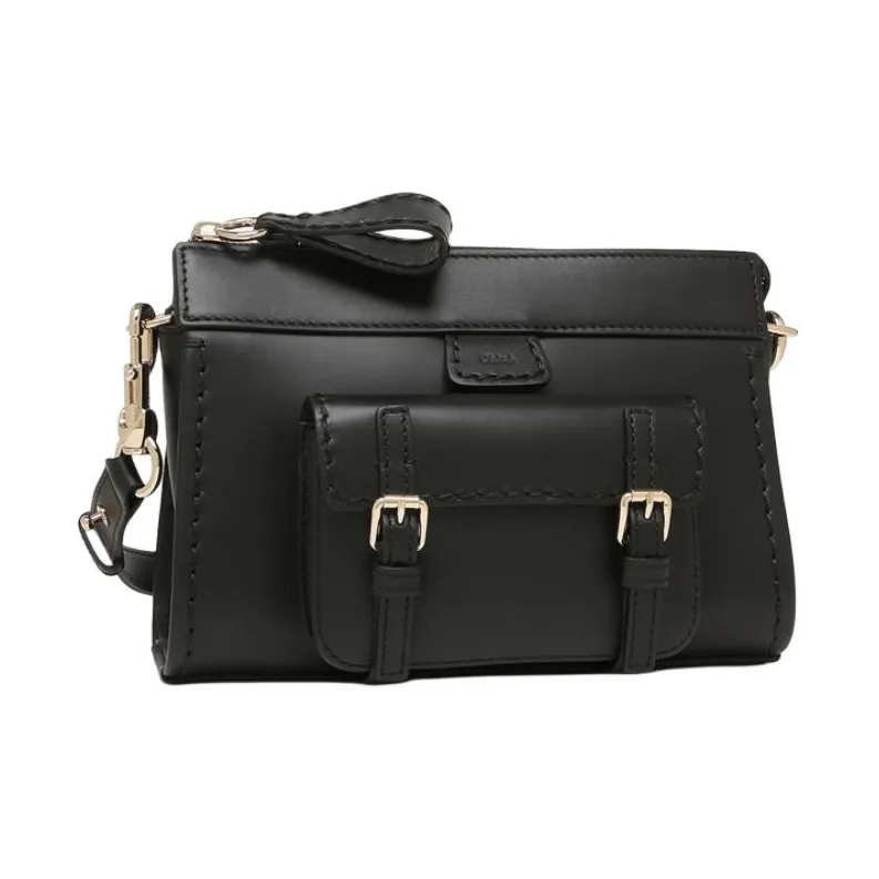 Chloe Edith Shiny Calfskin Portable Crossbody Bag Shoulder Bag Women's Black-3