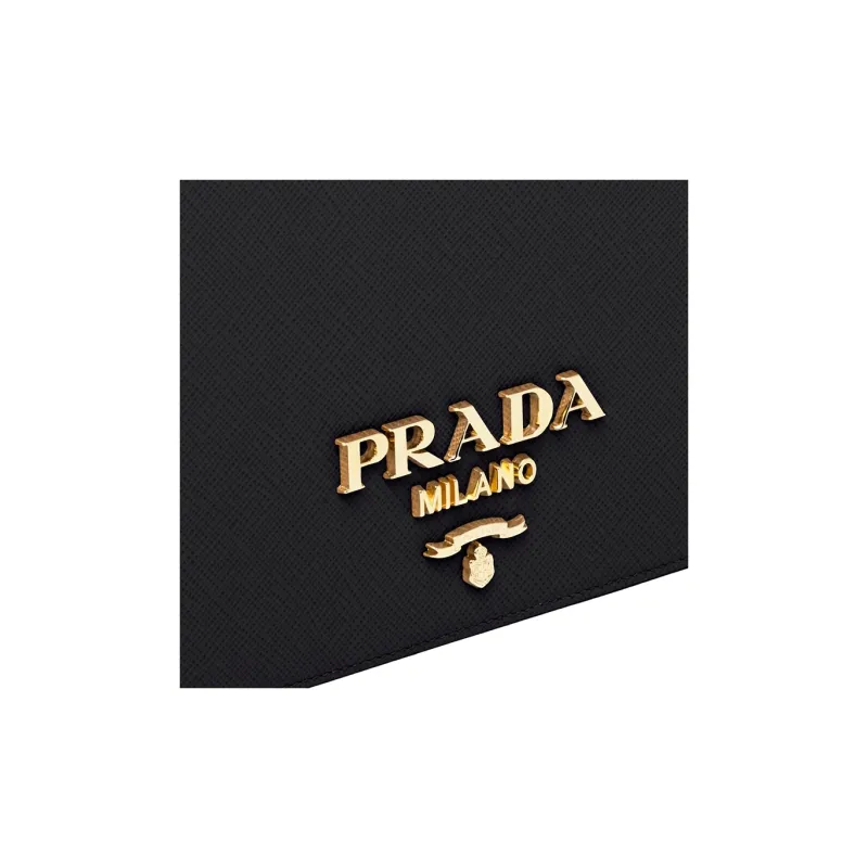 PRADA Saffiano Leather One Shoulder Handbag Crossbody Bag Mini Women's Black-3