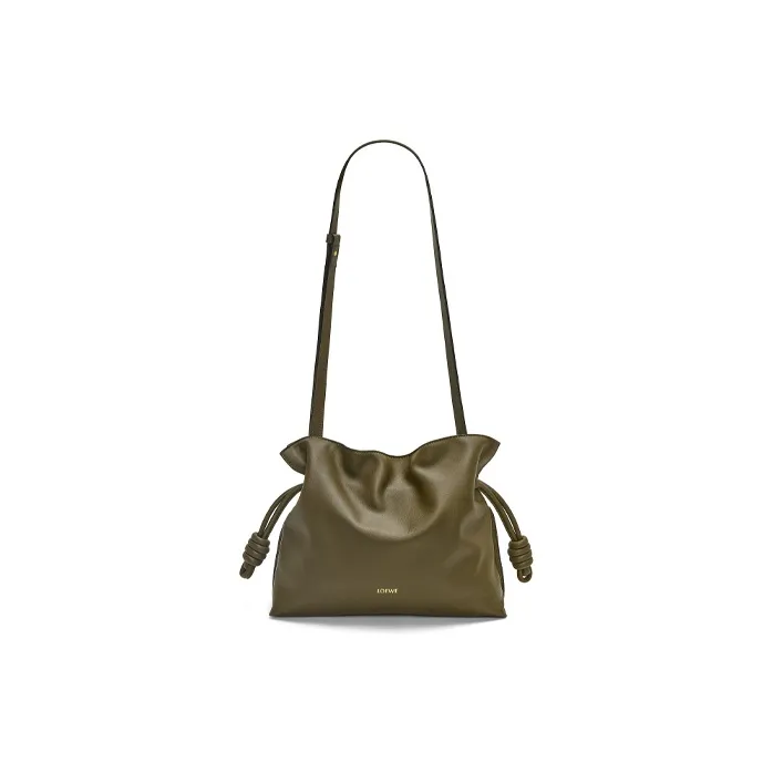 LOEWE Medium Flamenco Clutch In Nappa Calfskin Dark Khaki Green-1